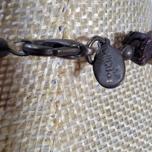 Chico's Stone Bead Medallion Earth Tones Pendant Necklace - Picture 9 of 17